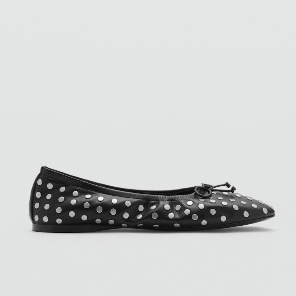 Mango MNG Studded Ballet Flats in Black Euro 38 US 7.5 New - Picture 2 of 9